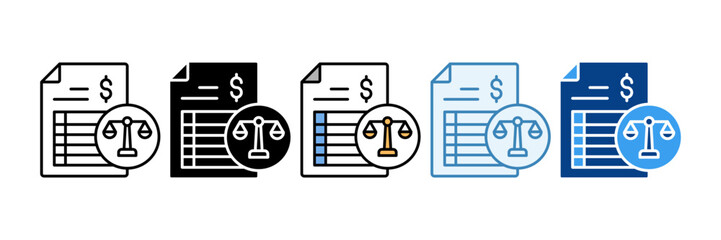 Balance Sheet  Icon Set Multiple Style Collection