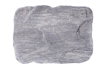 Gray grey flat stone isolated on white background