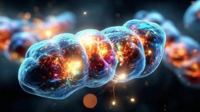 Mitochondria inner system: cellular powerhouse, glowing structure, energy matrix, organelle function, vibrant crista, microscopic element, bio unit, luminous dynamic, membrane fold, internal generator