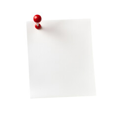 blank note paper with red pin visolated on transparent background