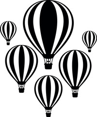 Hot Air Balloons Silhouette on white background