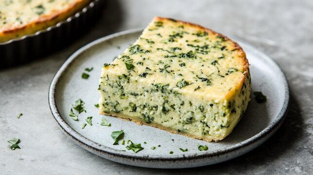 Sformato di Verdure: Slice of Baked Italian Vegetable Flan with Parsley
