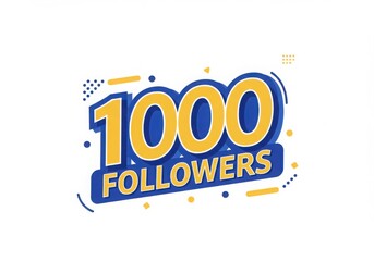 Fototapeta premium Celebrating one thousand followers with a vibrant yellow and blue design