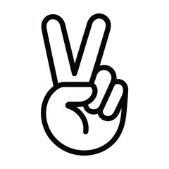 Fototapeta premium Simple black outline of a hand making the peace sign gesture