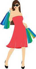 young happy smiling woman with shopping bags