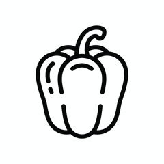 Simple black line art icon of a bell pepper on a white background
