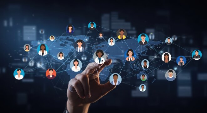 Global network connecting diverse people across the world