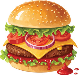 Burger vector design in white background, Burger illustration vector design, Burger Logo design