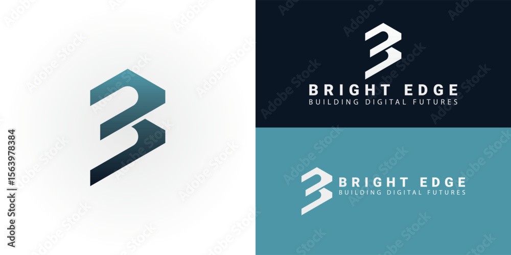 Poster Modern geometric logo representing BE for mobile app development. It symbolizes innovation and the creation of engaging digital experiences. The design is scalable and versatile for tech brands.