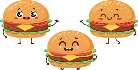 Set of Burger vector design, Burger Logo and icon design, Burger in white background vector design
