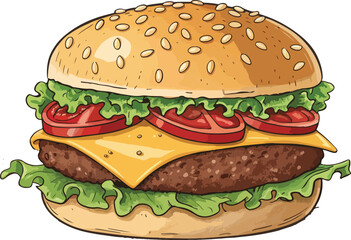 Burger illustration vector design, Burger logo and icon design, Burger in white background vector design