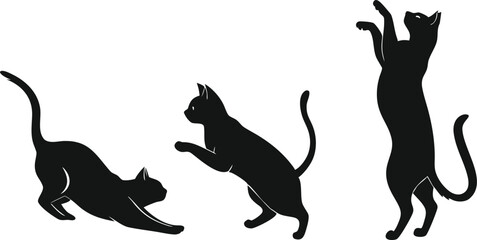 Black Cat Silhouette Vector Set - Halloween, Pet, and Animal Icons Collection
