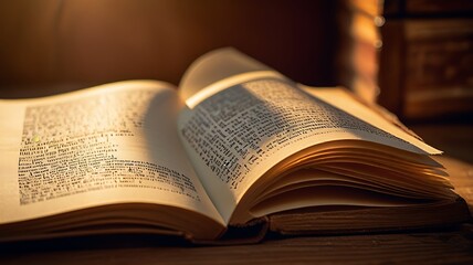 An Open Book with Gently Curved Pages Glowing Softly