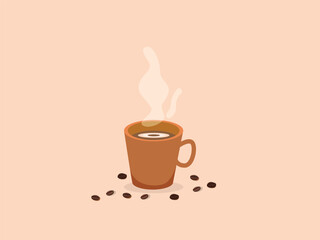 Coffee or Tea and Mocha Mug Icon. Hot Drink Concept Vector Design