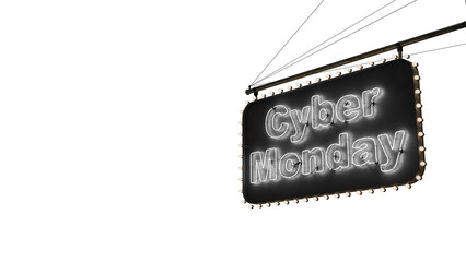 Cartel neón Cyber Monday blanco alfa.