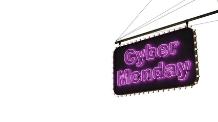 Cartel neón Cyber Monday rosa alfa.