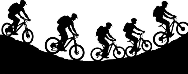 Obraz premium Mountain Biker on Cliff Silhouette vector graphics bundle