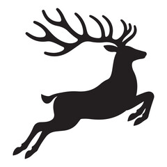 Beautiful jumping deer silhouette black color vector illustration