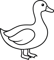 Wild Duck in Profile Pose Calm Lake Water Bird Species Silhouette Vector