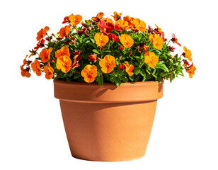 Vibrant Wallflower Plant in Terracotta Pot – Side View