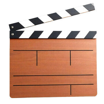 Movie clapper board isolated on transparent background.
