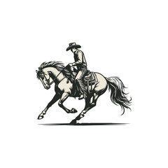 Vector  Modern Cowboy, baking horse.	