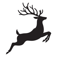 Beautiful jumping deer silhouette black color vector illustration