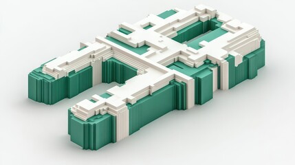 Abstract 3D Block Letter H