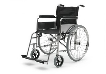 Fototapeta premium Modern silver and black wheelchair isolated on a white background