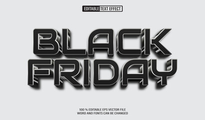 Editable 3d text style effect - black Friday text effect Template