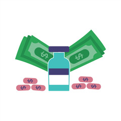 Vaccination price Illustration. Free vaccination of the poor. Protect people from the coronavirus pandemic