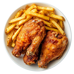 fried chicken wings with fries