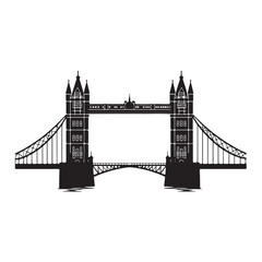 Iconic Tower Bridge of London silhouette, Illustration Isolated On White Background, tower bridge icon, simple silhouette illustration of tower bridge