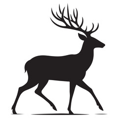 Elegant walking deer silhouette vector illustration for wildlife and nature designs