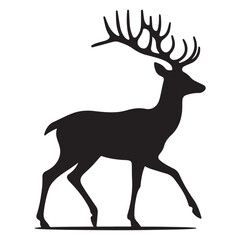 Elegant walking deer silhouette vector illustration for wildlife and nature designs