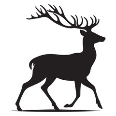 Elegant walking deer silhouette vector illustration for wildlife and nature designs