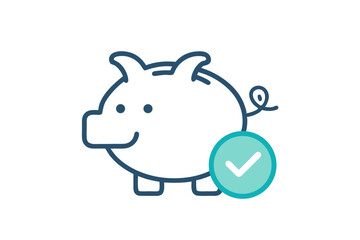 mono line icon piggy bank coin