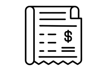 mono line icon receipt with dollar