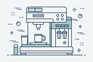 mono line vector icon smart coffee maker