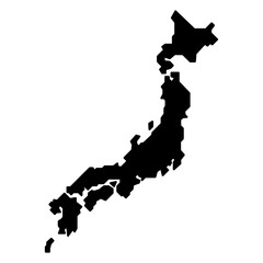 Japan map silhouette icon.Japan map icon isolated on transparent background