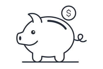 simple line icon piggy bank saving money