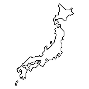 Japan map line icon.Japan map icon isolated on transparent background