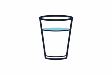simple mono line icon transparent drinking glass