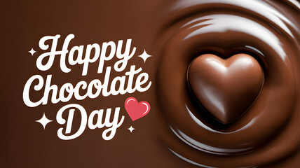 Chocolate heart candy celebrates Happy Chocolate Day.