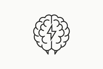 line vector icon of brain thinking