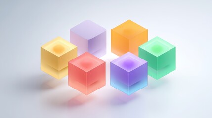 Obraz premium Background with colorful transparent cubes and minimalist design