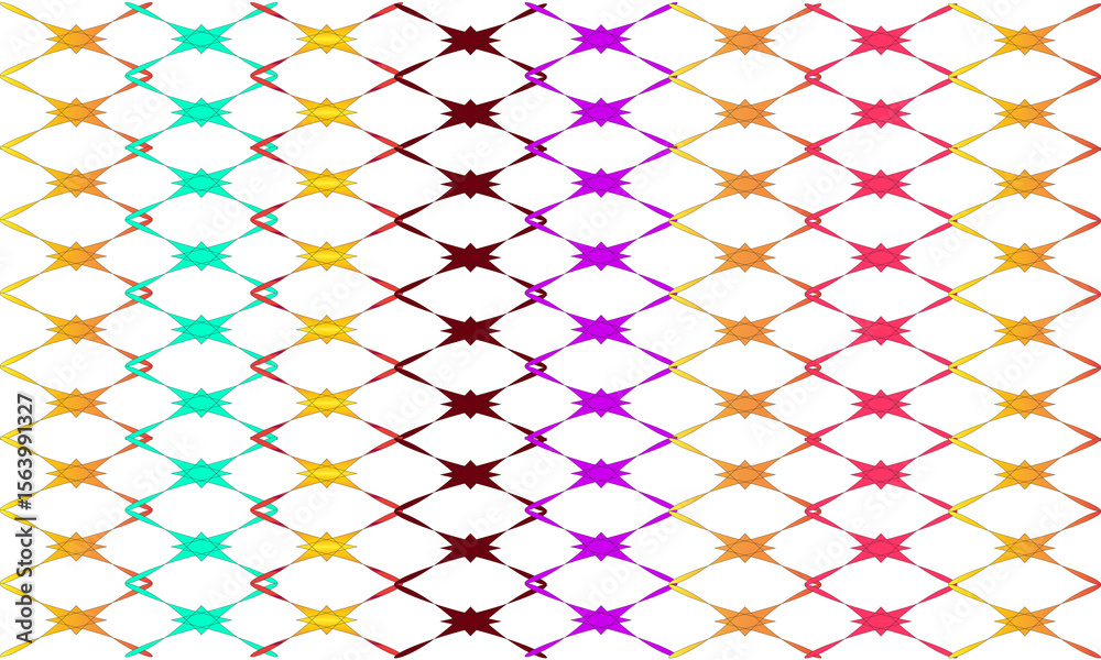 Poster interlocking star pattern with gradient colors and diagonal flow