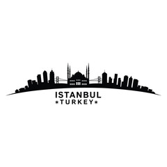 Istanbul Turkey Skyline Silhouette Black and White Graphic