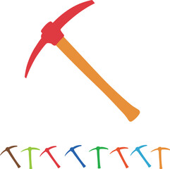 Mining Pickaxe Tools Vector Illustration Set, Colorful Equipment for Construction and Archeology, Digging Instruments for Labor and Exploration Concepts.