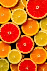 Vibrant Citrus Fruit Slices Oranges, Grapefruits, and Lemons